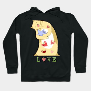 Love Cat with Bird Hoodie